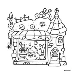 Coco Wyo Coloring Sheet Witchs shop with potion