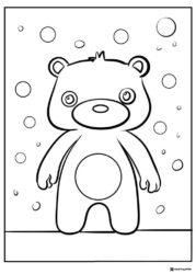 Cocomelon Bear Coloring Page with floating bubbles