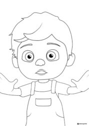 Cocomelon Boy Coloring Page with hands out