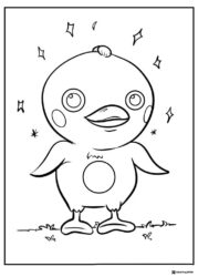 Cocomelon Chick Coloring Page with stars and grass