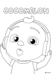 Cocomelon Coloring Page of J.J. with headphones