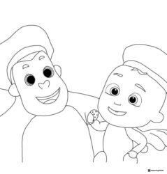 Cocomelon Coloring Page of two smiling characters