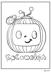 Cocomelon Coloring Page with logo and ladybug