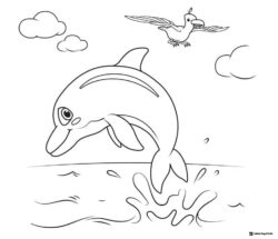 Cocomelon Dolphin Coloring Page jumping from water