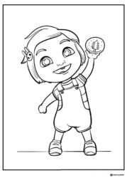 Cocomelon Girl Coloring Page holding a Christmas cookie