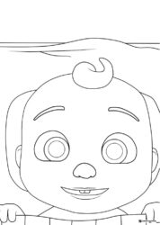 Cocomelon J.J. Coloring Page peeking over an edge