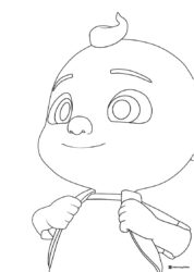 Cocomelon J.J. Coloring Page pulling on straps