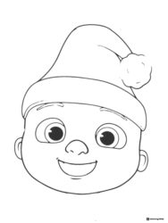 Cocomelon J.J. Coloring Page wearing a Santa hat