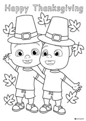 Cocomelon JJ and friend Thanksgiving coloring page