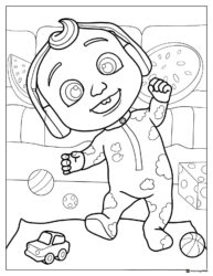 Cocomelon JJ playing with toys coloring page