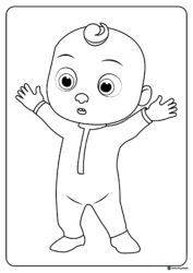 Cocomelon JJ with arms spread coloring page