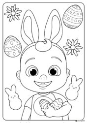 Cocomelon JJ with bunny ears for Easter coloring sheet