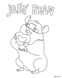 Cocomelon Jelly Bean Coloring Page holding a heart
