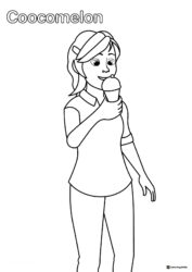 Cocomelon Mom eating ice cream coloring page