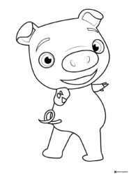 Cocomelon Pig Coloring Page looking over its shoulder