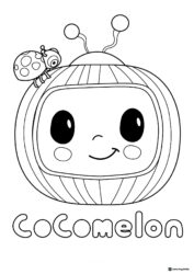 Cocomelon TV with ladybug on top coloring sheet