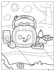 Cocomelon TV with picnic food coloring page