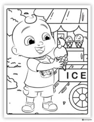 Cocomelon baby eating ice cream coloring sheet
