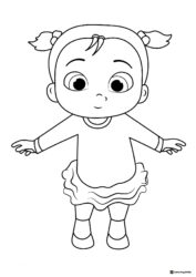 Cocomelon baby girl with pigtails coloring sheet