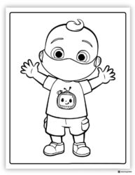 Cocomelon baby wearing a face mask coloring sheet