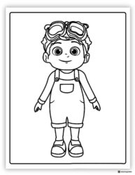 Cocomelon boy wearing pilot goggles coloring sheet