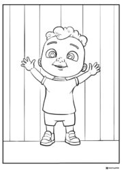 Cocomelon boy with arms open coloring sheet