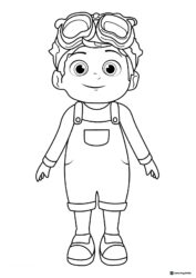 Cocomelon boy with pilot goggles coloring page