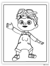 Cocomelon boy with pilot goggles coloring sheet