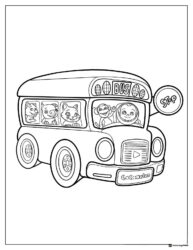 Cocomelon bus with characters coloring page