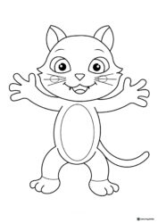 Cocomelon cat smiling with open arms coloring sheet