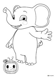 Cocomelon elephant with ladybug friend coloring sheet