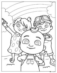 Cocomelon friends with rainbow coloring page
