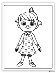 Cocomelon girl in dot dress coloring sheet