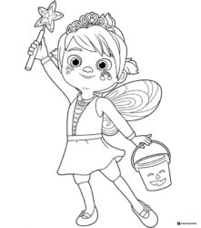 Cocomelon girl in fairy costume with bucket coloring sheet