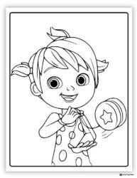 Cocomelon girl in polka dot dress coloring page
