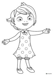 Cocomelon girl playing with a toy coloring page