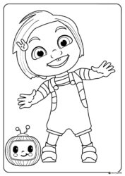 Cocomelon girl with TV coloring sheet