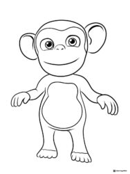 Cocomelon monkey smiling coloring sheet