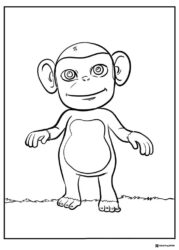 Cocomelon monkey standing on grass coloring sheet