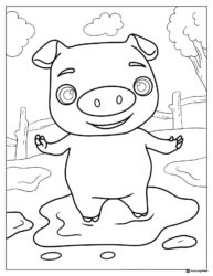 Cocomelon pig in a mud puddle coloring sheet