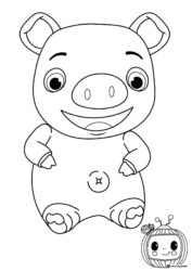 Cocomelon pig with ladybug friend coloring sheet