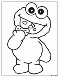 Cookie Monster eating cookie coloring page