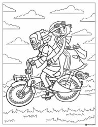 Coraline and Wybie on bike Coloring Page