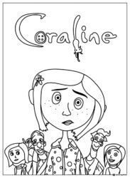 Coraline characters title Coloring Page