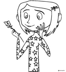 Coraline in stars pajamas Coloring Page