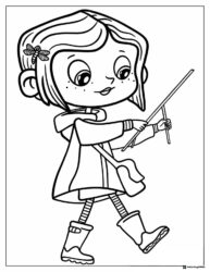 Coraline with Dragonfly Clip Coloring Page