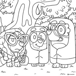 Costumed Friends Coloring Sheet with Glasses and Capes