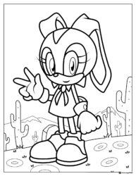 Cream the Rabbit Posing with Cacti and Rings Coloring Page