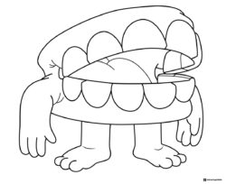 Creature with large mouth and feet coloring sheet