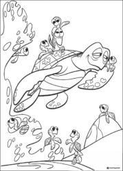 Crush and Squirt Coloring Page with sea turtles
